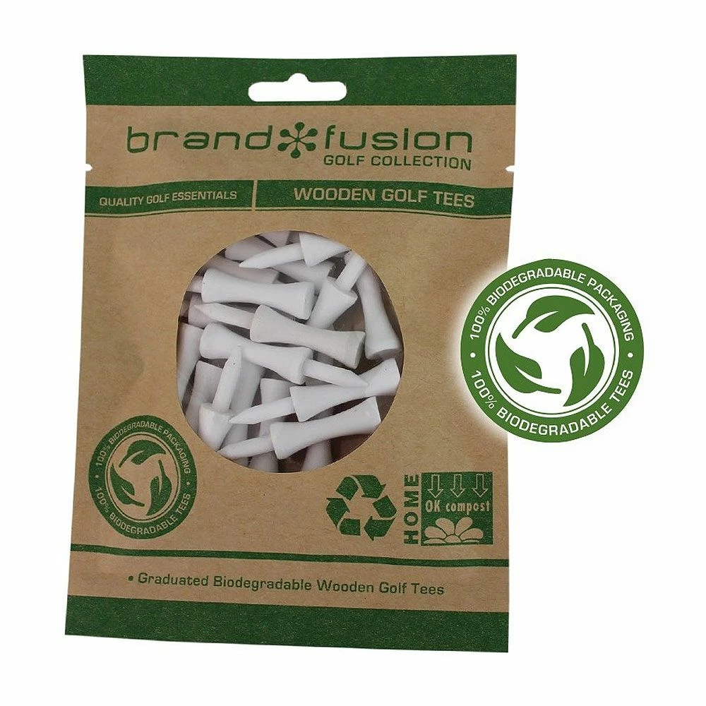 Brand Fusion 51mm Graduated Bio Wooden Golf Tees - 20 Pack 1 Brand Fusion 51mm Graduated Bio Wooden Golf Tees - 20 Pack