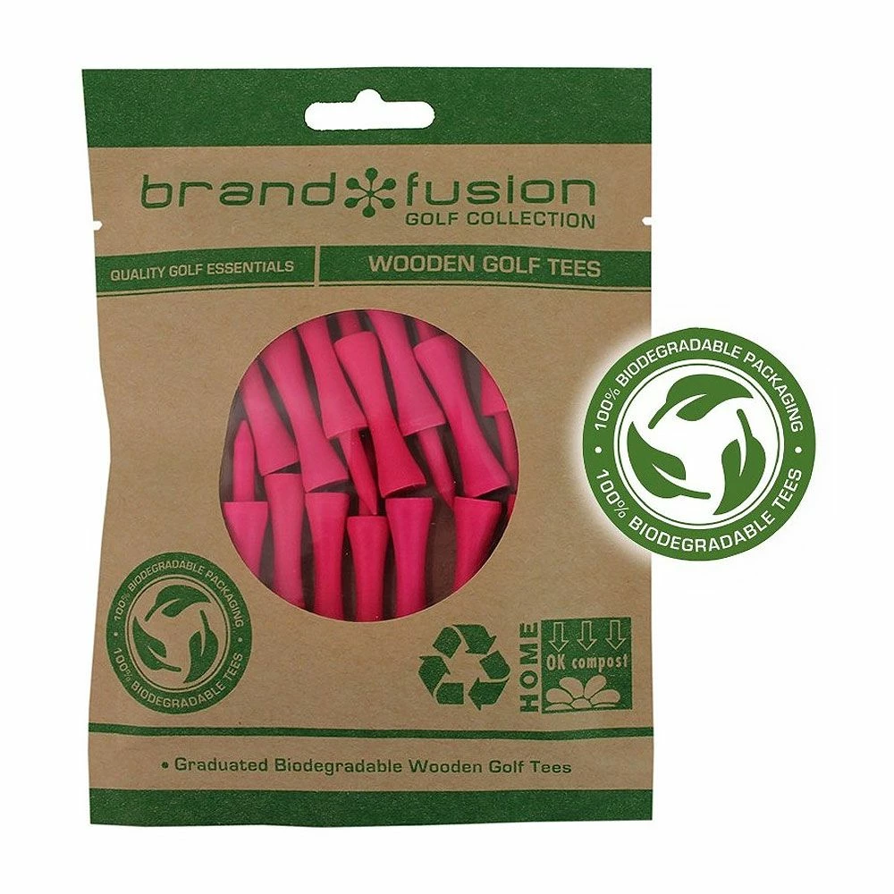 Brand Fusion 57mm Graduated Bio Wooden Golf Tees - 15 Pack 1 Brand Fusion 57mm Graduated Bio Wooden Golf Tees - 15 Pack