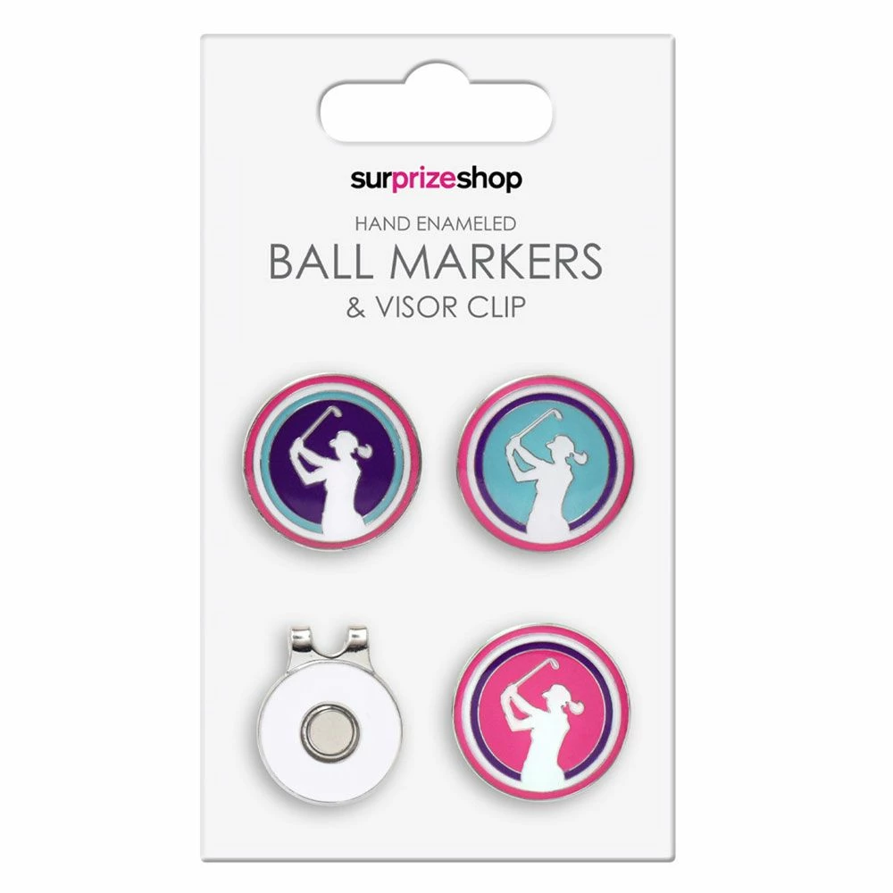 Surprizeshop Lady Golfer Ball Marker And Visor Clip Set 1 Surprizeshop Lady Golfer Ball Marker And Visor Clip Set